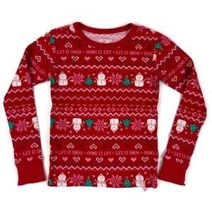 Cat & Jack Girls Sleepwear Shirt, Red Snowman 8